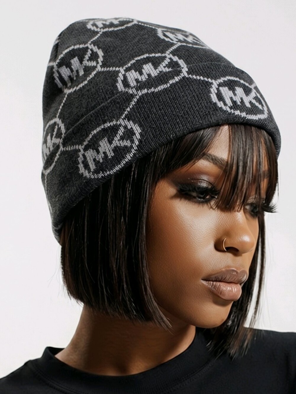 Michael Kors Charcoal and Gray Beanie